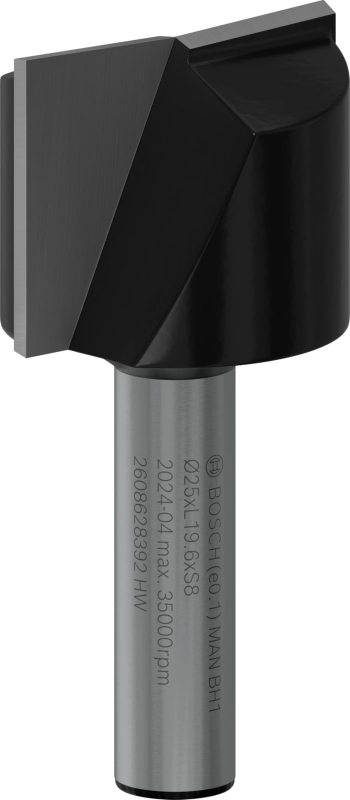 Bosch 1x Fraise à rainurer droite PRO, deux goujures (pour Bois résineux, Bois dur, Ø 25 mm, Professional Accessoire Défonceuse 