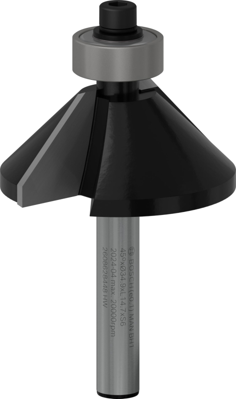 Bosch 1x Fraise à chanfreiner PRO (pour Bois résineux, Bois dur, Ø 34,9 mm, Professional Accessoire Défonceuse manuelle, Fraise 