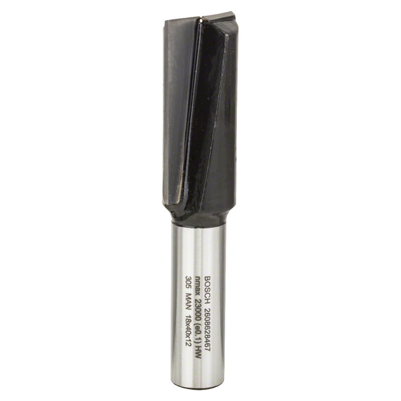 Bosch 1x Fraise à rainurer droite PRO, deux goujures (pour Bois résineux, Bois dur, Ø 18 mm, Professional Accessoire Défonceuse 