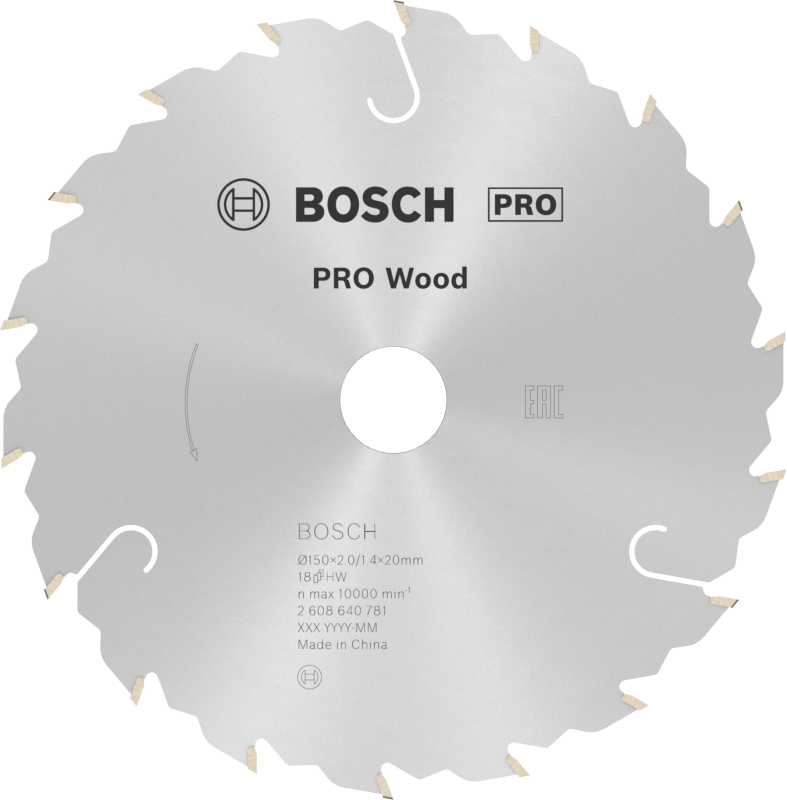Bosch 1x Lame de scie circulaire PRO Wood pour scies circulaires portatives filaires (pour Bois résineux, Bois dur, Ø mm, Profes