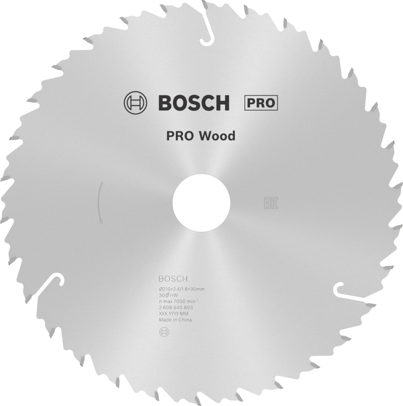 Bosch 1x Lame de scie circulaire PRO Wood pour scies circulaires portatives filaires (pour Bois résineux, Bois dur, Ø mm, Profes