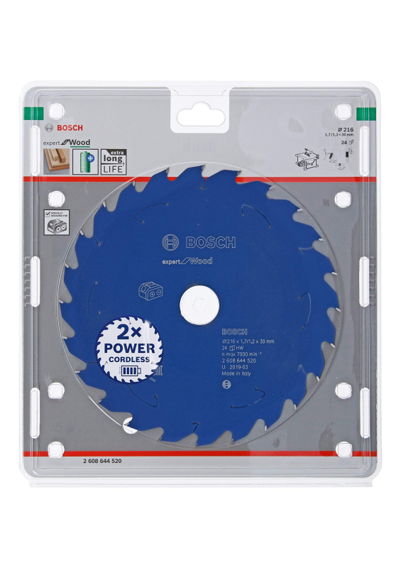 Bosch Professional 1x Lame de scie circulaire Expert for Wood (bois, 216 x 30 x 1,7 mm, 24 dents, accessoire de scie circulaire 