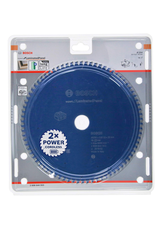 Bosch Outillages 1x Lame de scie circulaire Expert for Laminated Panel (plaques d'agglomérés, 254 x 30 x 2,6 mm, 78 dents, acces