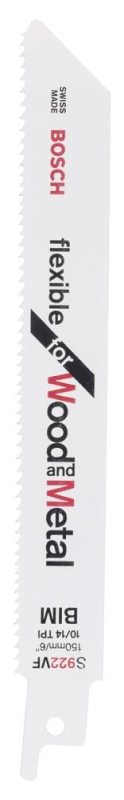 Bosch Outillages lame de scie sabre pour bois et métal S 922 VF BIM Flexible for Wood and Metal 5 pièces 2608656017