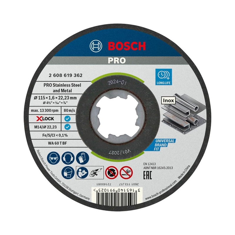 Bosch 1x Disque à tronçonner PRO Stainless Steel and Metal Longlife pour petite meuleuse angulaire et X-Lock, M14/22,23 mm (Ø 11