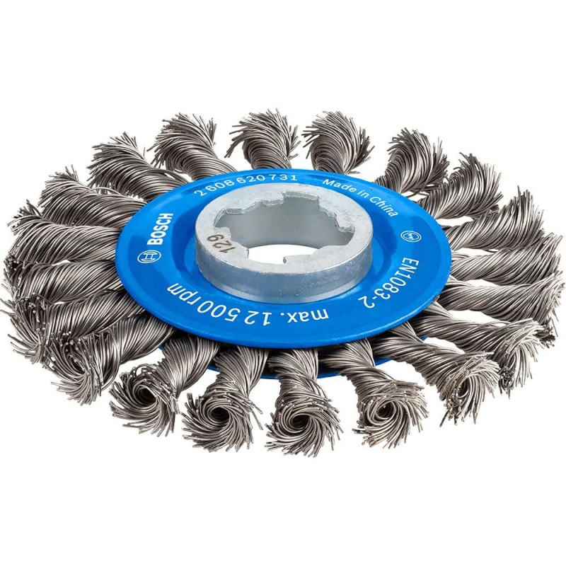 Bosch 1x Brosse circulaire PRO Steel Longlife, fils torsadés pour petite meuleuse angulaire et X-Lock (pour Acier, Ø 115 mm, Pro