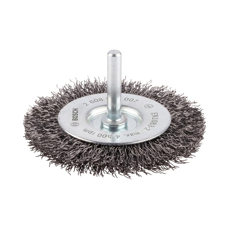 Bosch 1x Brosse circulaire PRO Steel Longlife, fils ondulés pour emmanchement cylindrique 6 mm et perceuse (Ø 75 mm, Professiona