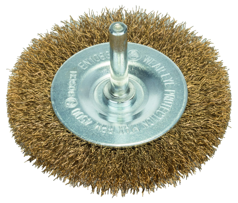 Bosch 1x Brosse circulaire laitonnée PRO Steel Longlife, fils ondulés pour emmanchement cylindrique 6 mm et perceuse (Ø 75 mm, P