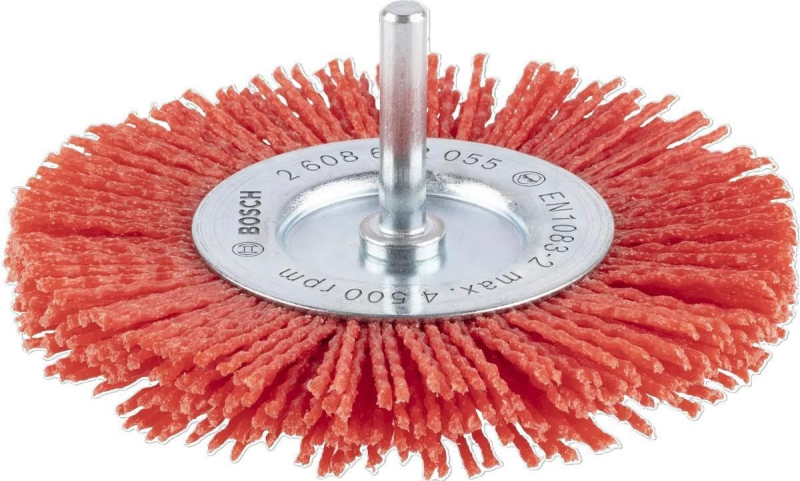 Bosch 1x Brosse circulaire PRO Nylon Longlife avec abrasif enduit pour emmanchement cylindrique 6 mm et perceuse (Ø 75 mm, Profe