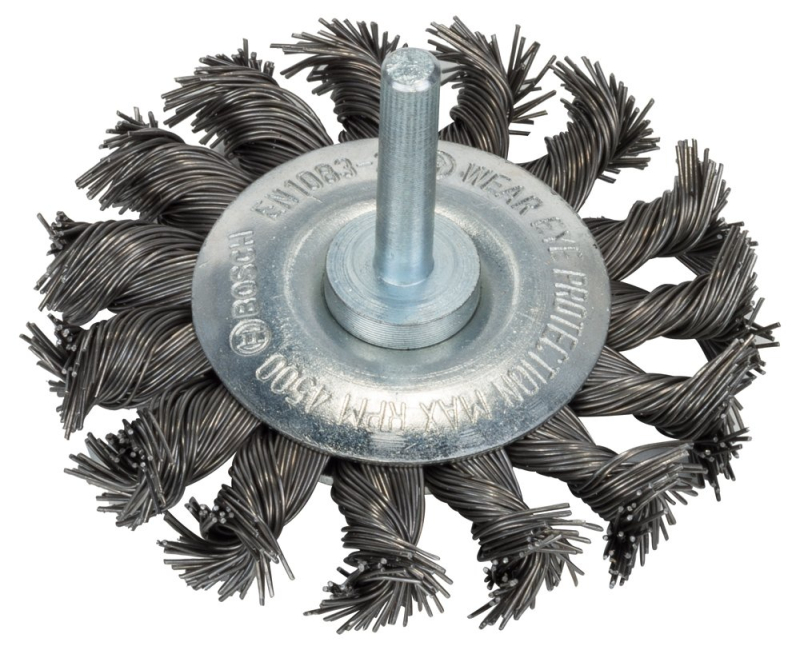 Bosch 1x Brosse circulaire PRO Steel Longlife, fils torsadés pour emmanchement cylindrique 6 mm et perceuse (Ø 75 mm, Profession