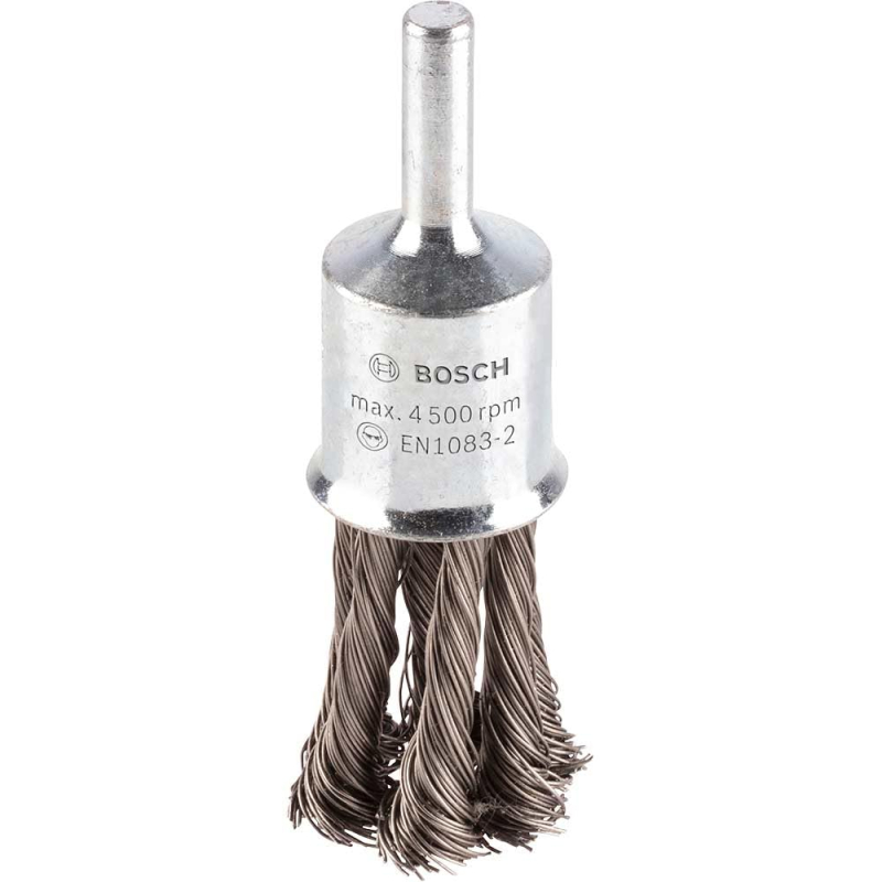 Bosch 1x Brosse pinceau PRO Stainless Steel Longlife, fils torsadés pour emmanchement cylindrique 6 mm et perceuse (Ø 19 mm, Pro