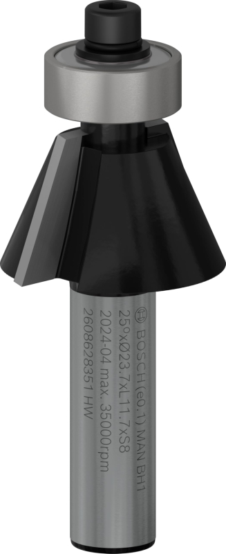 Bosch 1x Fraise à chanfreiner PRO (pour Bois résineux, Bois dur, Ø 23,7 mm, Professional Accessoire Défonceuse manuelle, Fraise 
