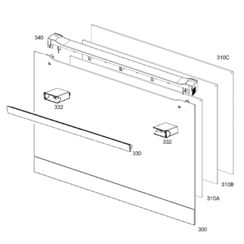 Vitre extérieur (repère 330) d'origine ELECTROLUX 140037379090