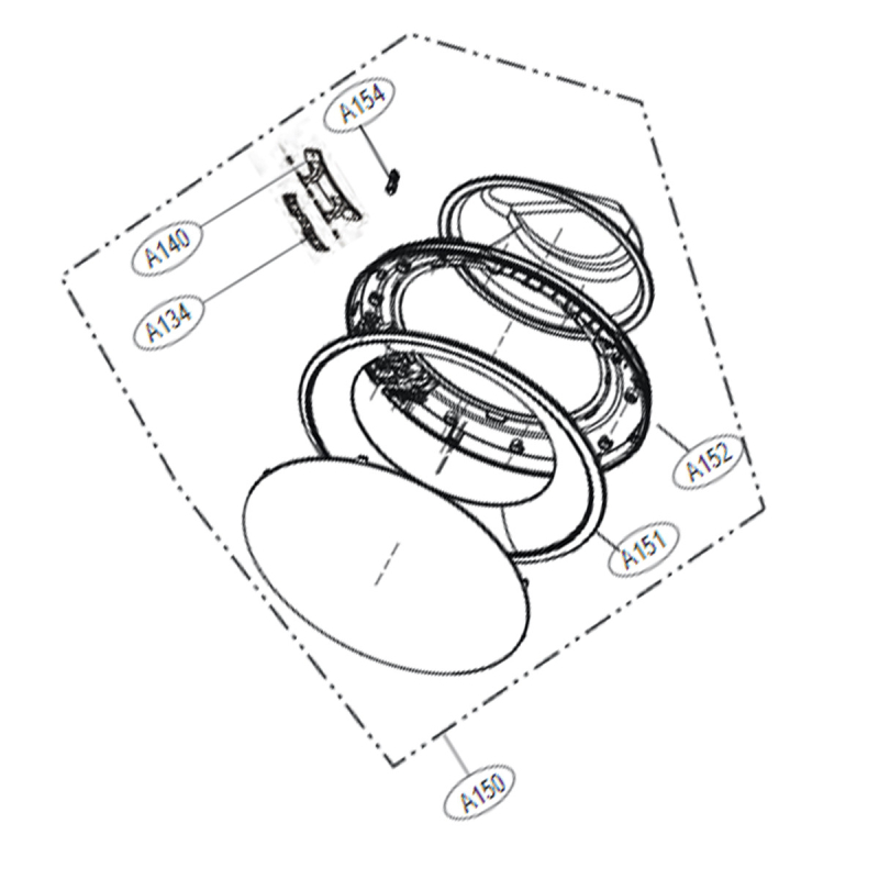 Hublot complet (repère n°A150) LG ADC74745513