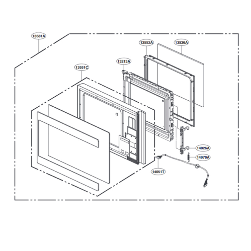 Vitre de porte (repère n°13551C) LG ADC75586513