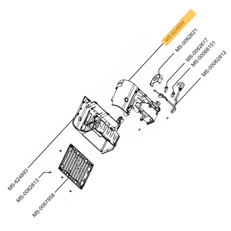 Demi boîtier droit (repère n°MS-624894) NESPRESSO PIXIE KRUPS MS-624894