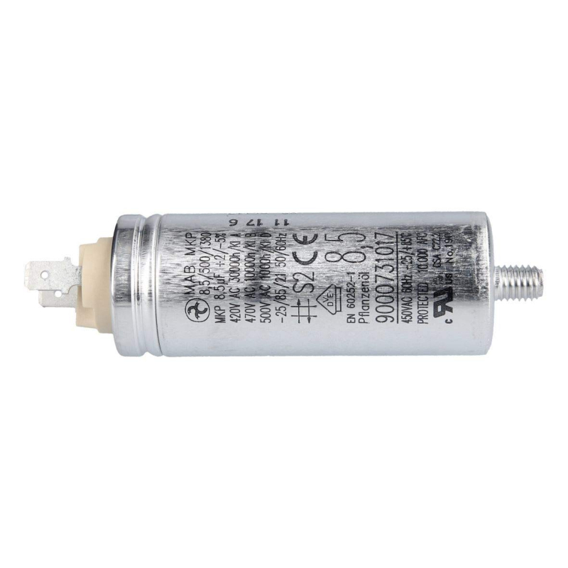 Bosch Siemens 00610150 Condensateur de moteur Condensateur de démarrage 8,5 µF avec cosses enfichables pour moteur, sèche-linge 