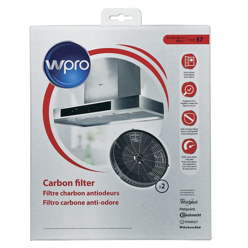 Filtres a charbon x2 t57, 4055171138 pour Hotte