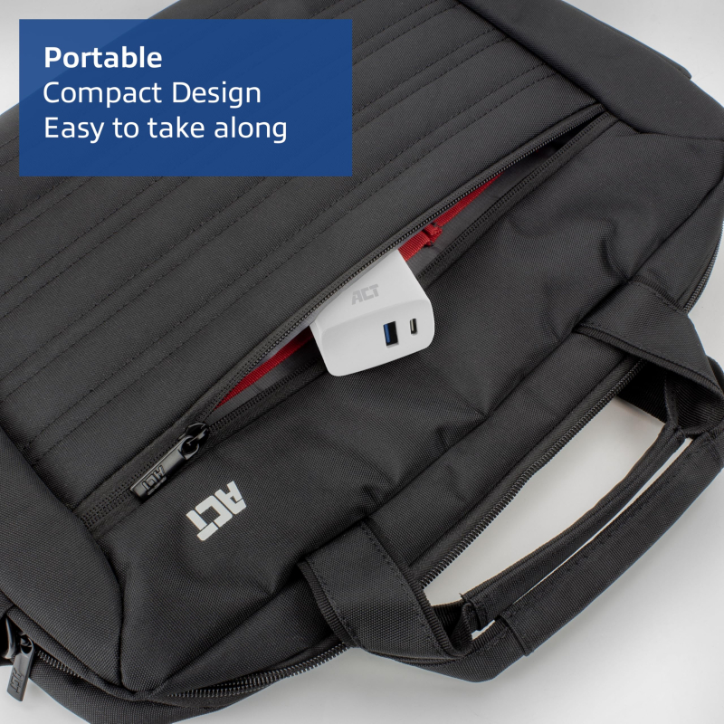 ACT Chargeur USB-C & USB-A, 20 W, idéal pour Charger Deux appareils simultanément, Power Delivery PPS, Quick Charge 3.0, GaNFast