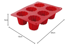 Crealys 513012 Moule à Cannelés Silicone Rouge