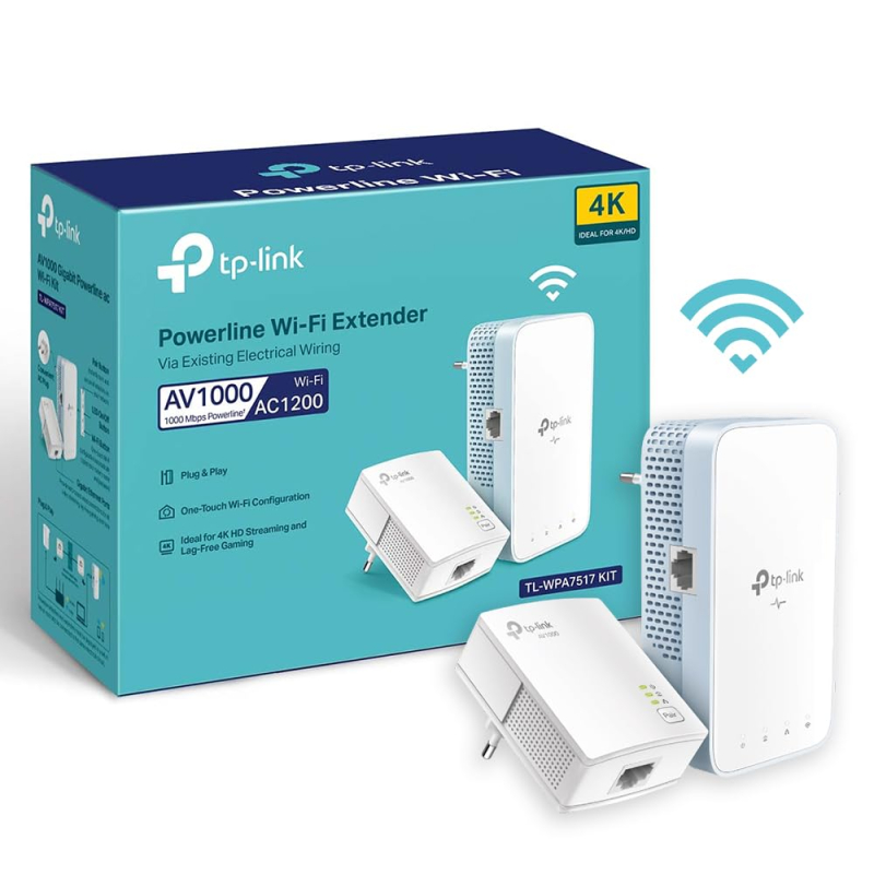 TP-Link CPL WiFi AC1200 Mbps + CPL 1000 Mbps avec Port Ethernet Gigabit, Kit de 2 - Solution idéale pour Profiter du Service Mul
