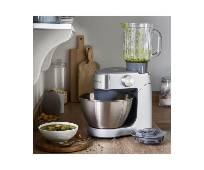 Kenwood Accessoire mélangeur en verre KAP60.000GY, accessoire pour pétrisseuses planétaires, verre Thermoresist avec lames en ac