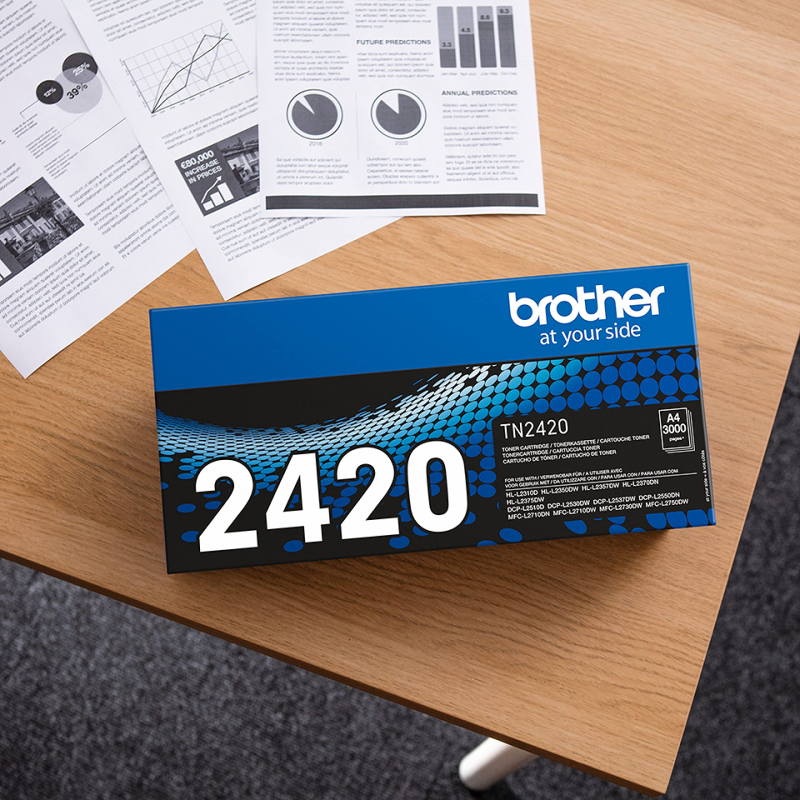 Brother TN2420 Toner d'origine pour imprimante Laser série L2000, autonomie de 3000 pages