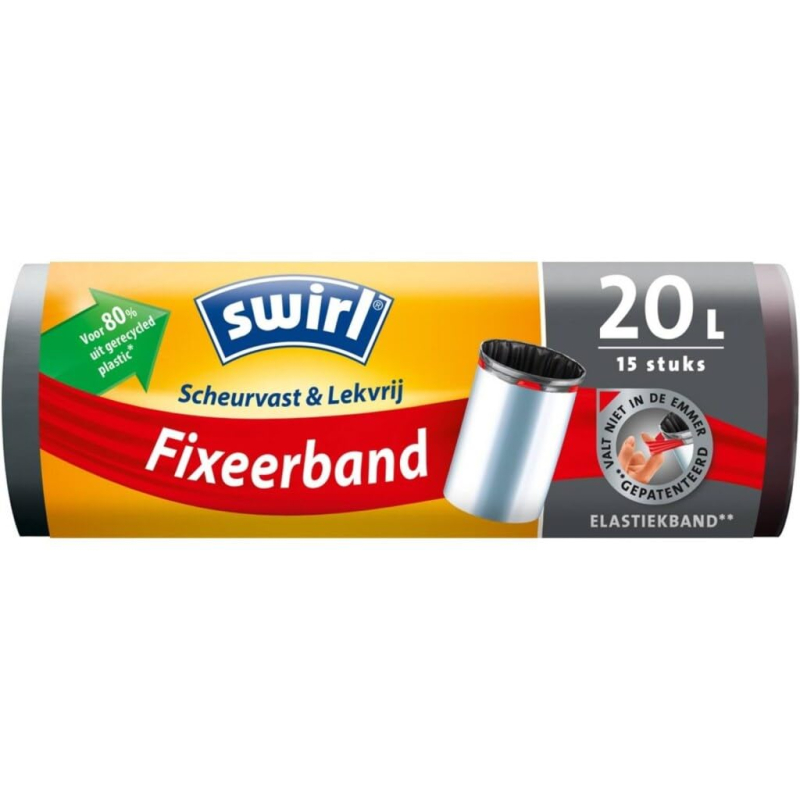 Swirl Sacs poubelle à bande de fixation - 20 l - Indéchirables et étanches - Support de sac poubelle