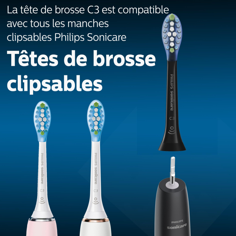 Philips Sonicare Original C3 Premium Plaque Defense Standard - têtes de brosse à dents - lot de 4 unités noir (modèle HX9044/33)