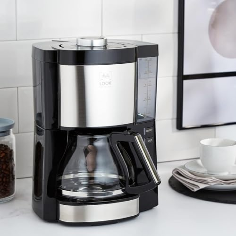 Melitta, Cafetière Filtre LOOK V Perfection 1,25L Noir, Cafetière Programmable, Fonction AromaSelector, Fonction Maintien au Cha