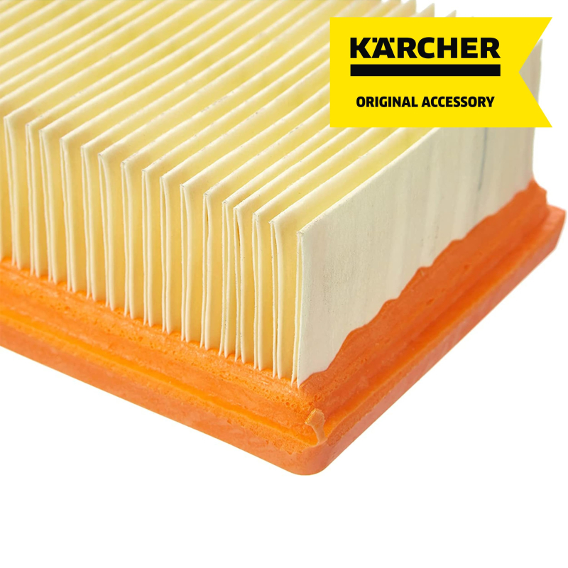 Kärcher Filtre de Rechange Plissé Plat 2.863-005.0 pour Aspirateur WD4 WD6 KWD4 KWD6, 16L x 10l x 4,70H cm, Beige, Orange.