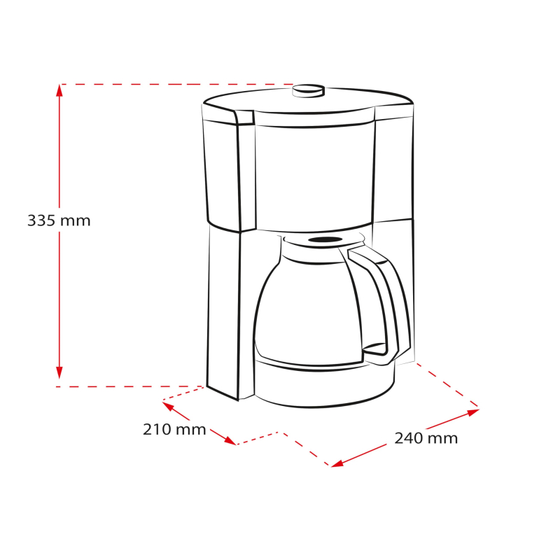 Melitta Look V Timer 1025-07 Cafetière filtre programmable, 10 à 15 tasses, réservoir d'eau amovible et programme de détartrage,
