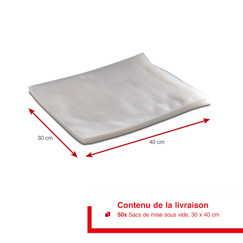 Solis 922.64 Lot de 50 sachets 30 x 40 cm pour appareil à emballer sous vide Magic Vac