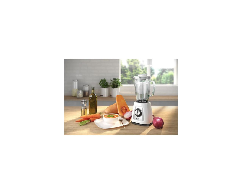 Moulinex Blendforce Cristal - Mixeur 3 vitesses à 4 Lames avec Fonction Glace Pilée et Carafe en Verre Thermorésistant Facile à 