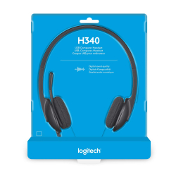 Logitech H340 Casque Micro Filaire, Ecouteurs Stéréo avec Micro Rotatif Anti-Parasites, USB, PC/Mac/Portable/Chromebook - Noir