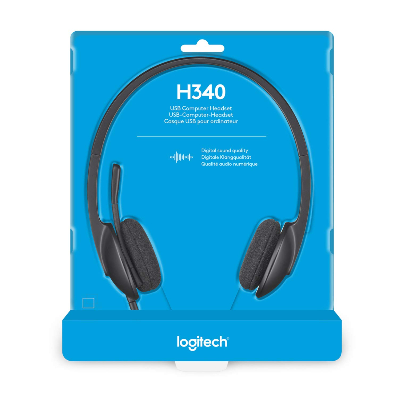 Logitech H340 Casque Micro Filaire, Ecouteurs Stéréo avec Micro Rotatif Anti-Parasites, USB, PC/Mac/Portable/Chromebook - Noir