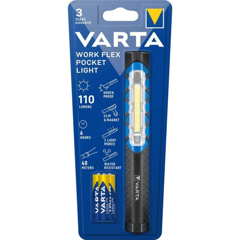 VARTA lumière de travail (avec 3 piles AAA incluses)