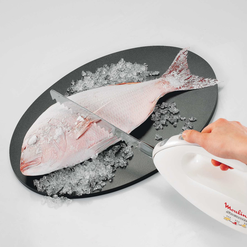 Moulinex Couteau électrique, 100 W, Lames à découper, Tranche les viandes, charcuterie, poissons, pain, Secanto blanc DJAC41
