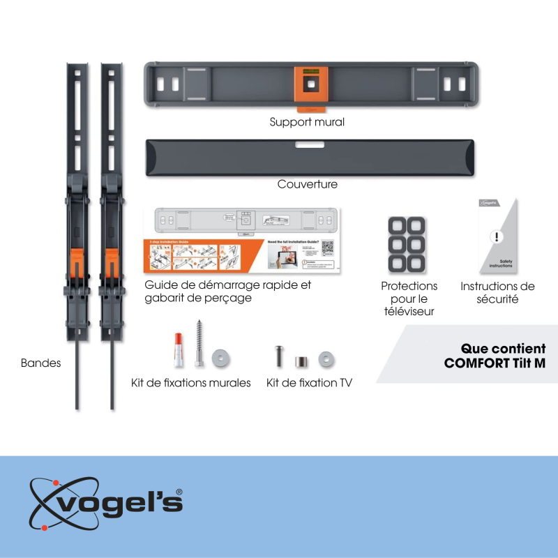 Vogel's TVM 3415 Support Mural TV inclinable pour téléviseurs 32-65 Pouces, Max. 25 kg, Support TV Max. VESA 400x400, Compatibil
