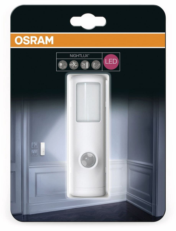 Osram NIGHTLUX Torch Veilleuse Blanche avec Détecteur de Mouvement et Fonction Lampe de Poche