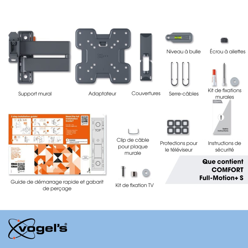 Vogel's TVM 3245 Support Mural TV orientable pour téléviseurs 19-43 Pouces, Max. 15 kg, Pivotant jusqu'à 180º, Support TV Totale