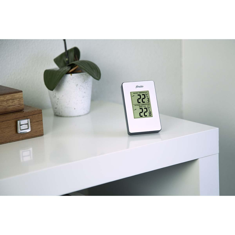 Alecto WS-1050 Station météo compacte - capteur extérieur sans fil, mesure température intérieure et extérieure, affichage max/m