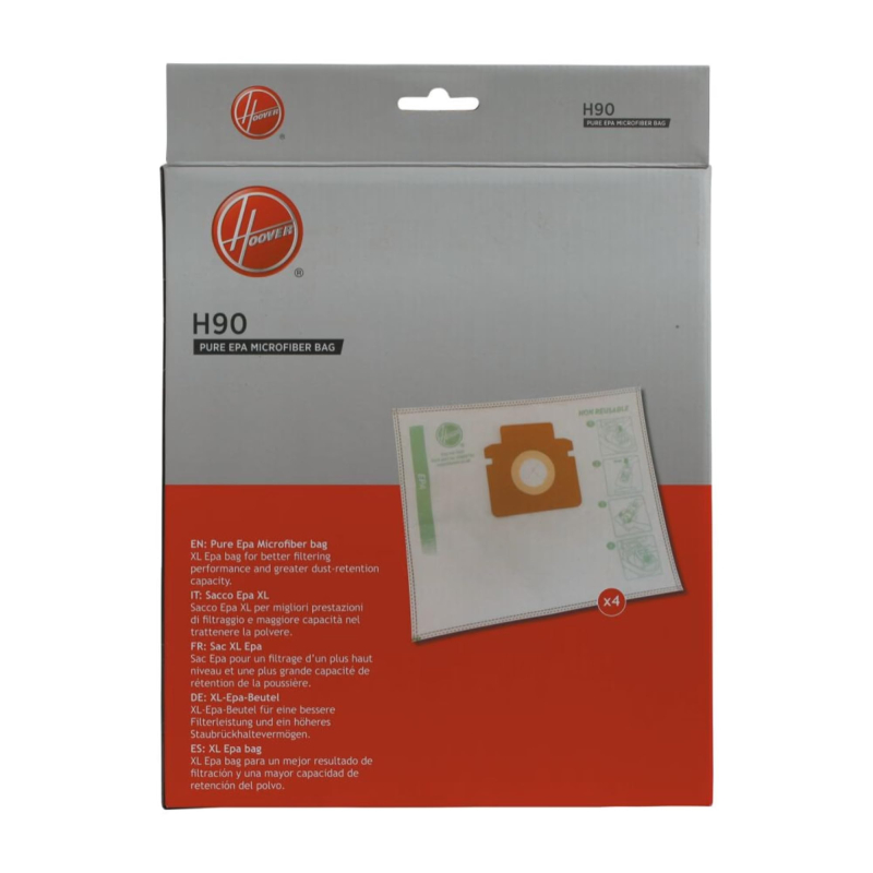 HOOVER H90 Sacs Pour Aspirateurs Hoover, Compatibles avec les Aspirateurs H-ENERGY 300, Sacs d'Origine en microfibre, pure EPA -