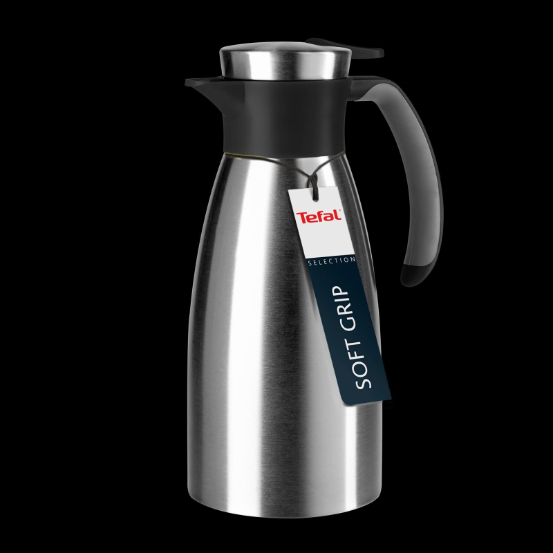 Tefal K3043114 SOFT GRIP Pichet Vide Noir 1 L Chaud Jusqu'à 12 Heures De Froid Jusqu'à 24 Heures 100% Résistant aux Fuites