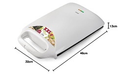DOMO DO9064C Croque Famille XXL pour 4 grands croques - 1800W - Revêtement antiadhésif - Voyants lumineux - Blanc