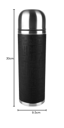 Tefal Senator Bouteille isotherme en silicone, acier inoxydable, noir, 9,5 x 9,5 x 30 cm