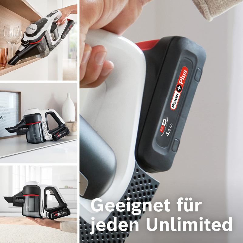 Bosch Batterie de Rechange Power for All BHZUB1840 18 V 4,0 Ah - Convient pour Tous Les aspirateurs sans Fil Unlimited - Autonom