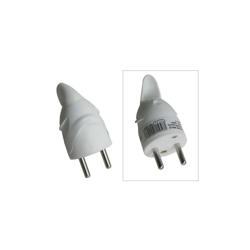 PRISE ELECTRIQUE FICHE MALE COUDÉE 16A 2P + T BLANC