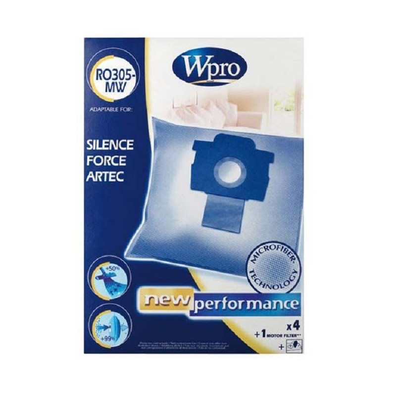 SACS ASPIRATEUR 4 SACS + 1FM COMPATIBLE SILENCE FORCE POUR ASPIRATEUR ROWENTA