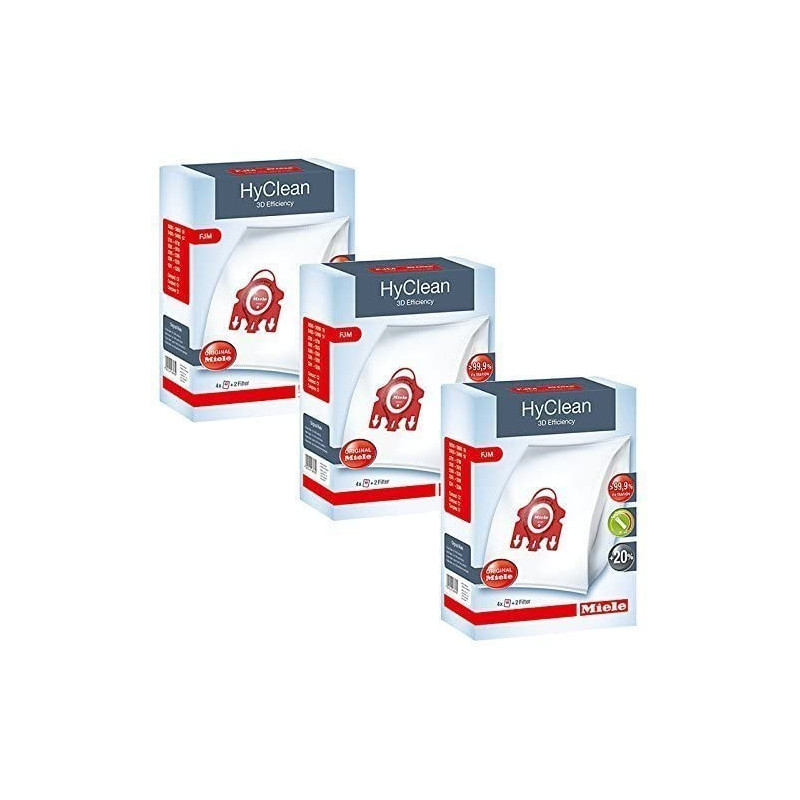 Lot de 3 boîtes de sacs FJM Hyclean 3D Efficiency pour aspirateur Compact S700 S4000 et S6000 Miele